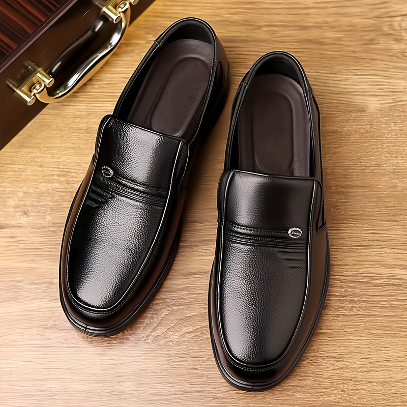 chaussures mocassins à enfiler en cuir de   pleine fleur de couleur   pour hommes, chaussures habillées à semelle en caoutchouc décontractée antidérapante et confortable, chaussures pour hommes Détails du produit 4