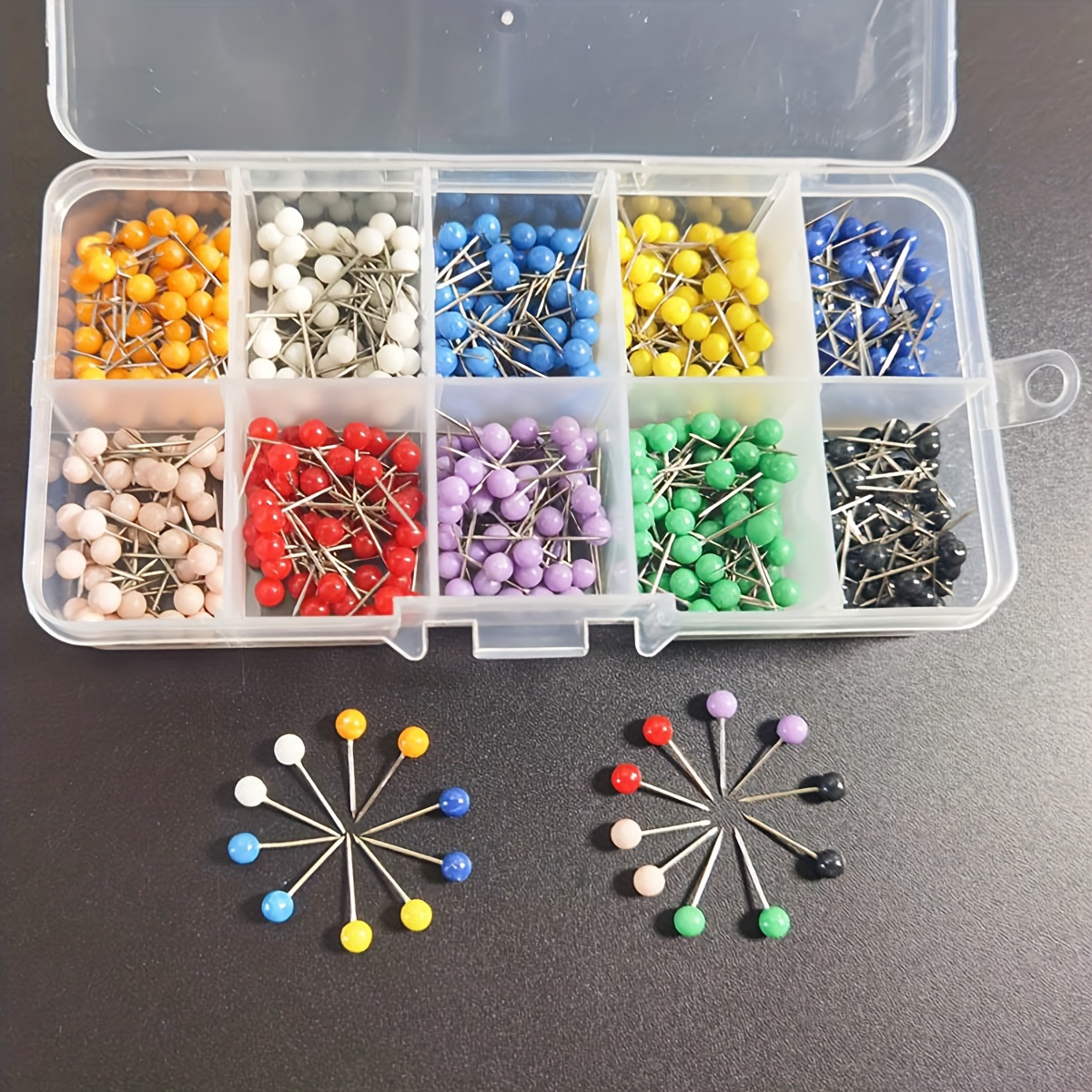 TEMU 600pcs Colorful Push Pins Map , Map Push Pins, Short Map , Colorful Round Head Push Pins, Colorful Round Head Map , Map Staple Push Pins, Round