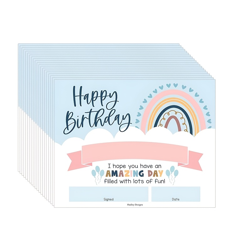 

20pcs Bohemian Birthday Certificates - Perfect Classroom Gifts For Happy Birthdays, Includes Birthday Prizes & Supplies