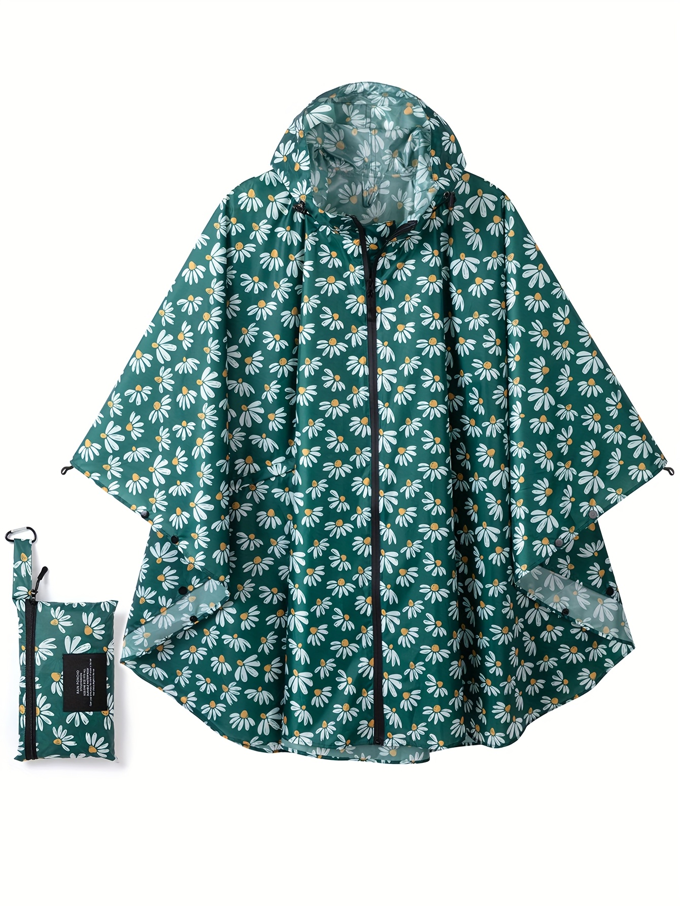 mens heavy duty hooded poncho raincoat jacket full coverage Temu