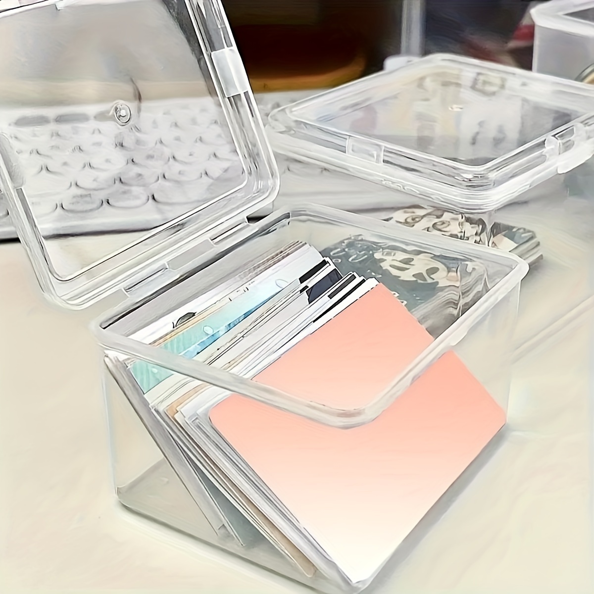 

1pc Clear Storage Box For Office Supplies - Plastic Organizer