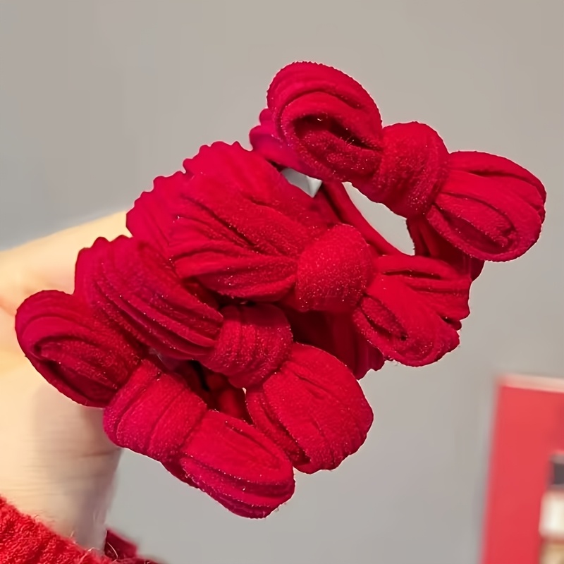 2pcs Red Ultra-Elastic Hair Ties with Non-Slip Grip