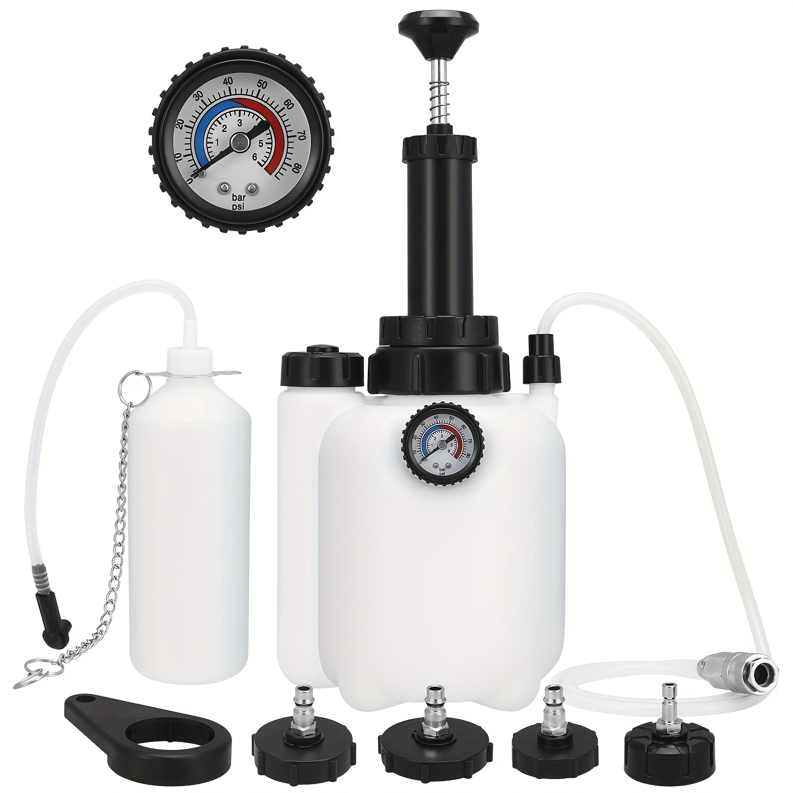 TEMU 3l Brake Bleeder Kit, Manual Brake Bleeder Fluid Pump With 4 Master Cylinder Adapters And 1l Brake Bleeder Bottle Suitable For Most Vehicles