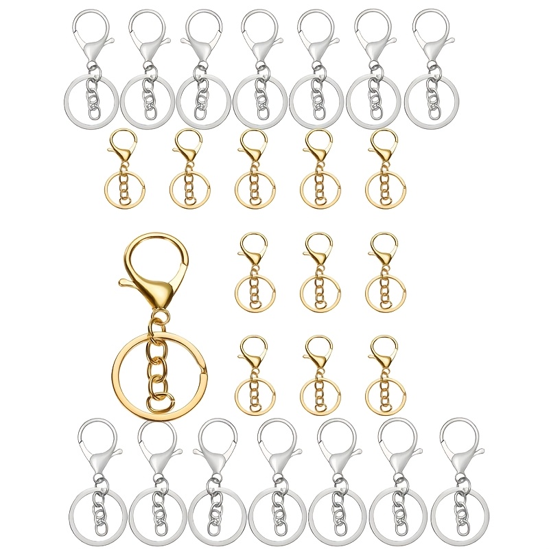 TEMU 26pcs Spring Clasp Lobster Clasps Round Rings Men's Keychains, Keychains Lobster Clasp And Key Rings, Very Suitable For Keychain Decoration,