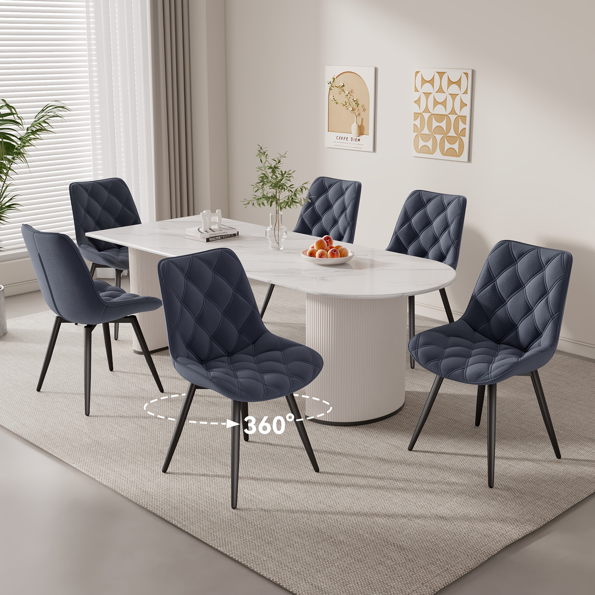 Image of Dining Chairs Medieval , 360° Rotation Kitchen Chairs, Swivel Chair With Comfortable Seat, Thick Velvet Cushion, Metal Chair Legs, Chairs Suitable For Dining Room, Living Room, Restaurant