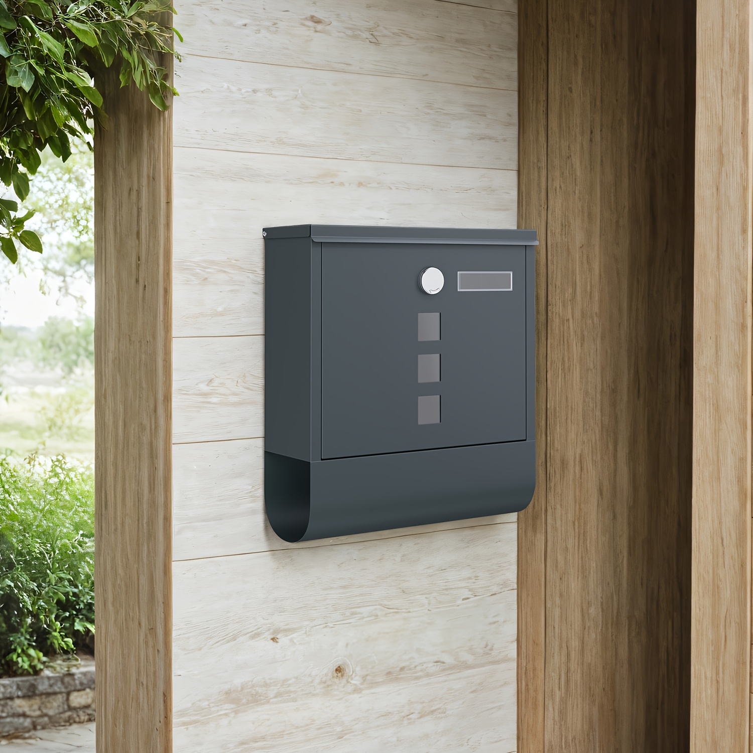Wall Mounted Mailbox With Lock And Rotatable Lid, Newspaper Compartment, Easy Assembly, Viewing Window, Nameplate, Dimensions: 10 X 30.8 X 33.8cm, Gray