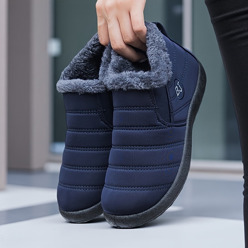 womens plush lined ankle boots thick sole soft sole warm anti slip winter boots round toe comfortable snow boots winter warm plush thickened womens large size cold resistant outdoor boots flat shoes 36 47