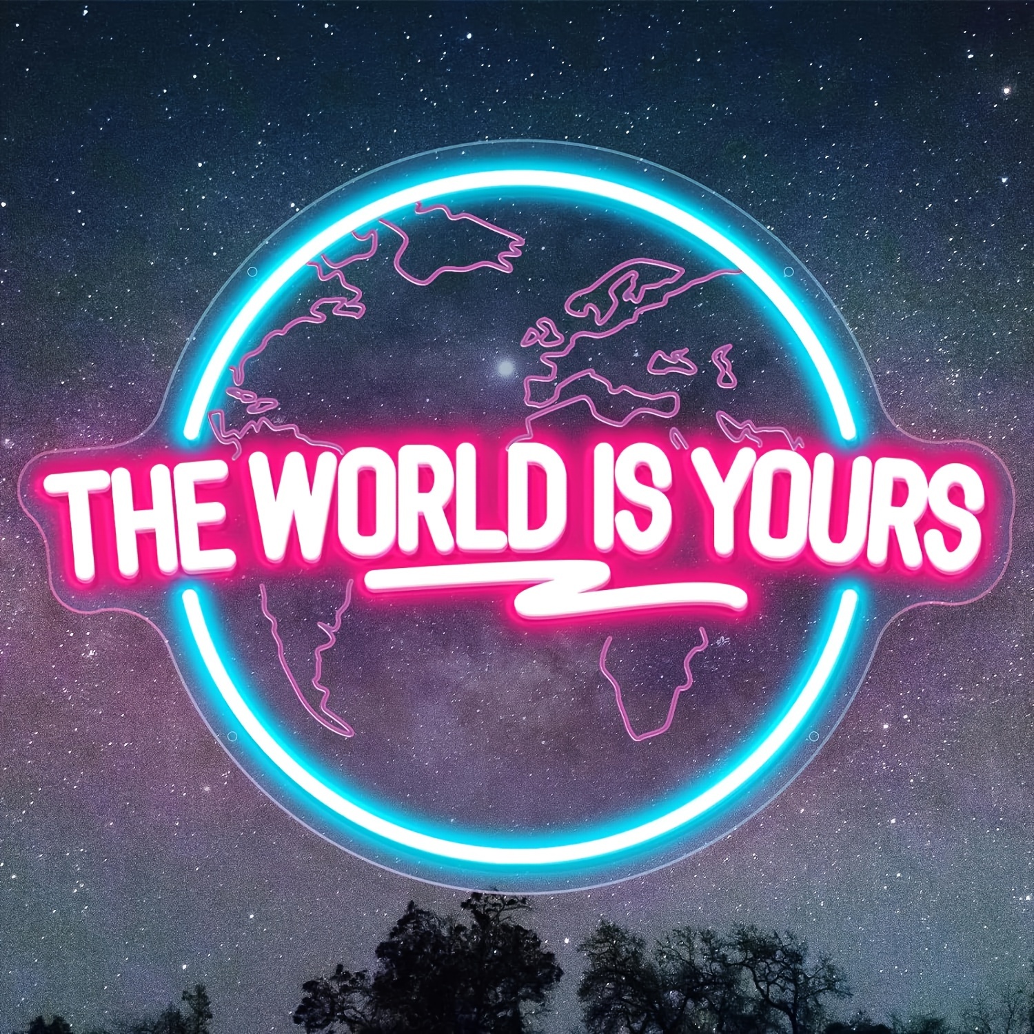 

glowing Globe" World Is Your Led Neon Sign - Usb-powered, 10-level Dimmable Multicolor Light For Wall Decor, Offices, Weddings, Man Caves, Game Rooms & Bedrooms