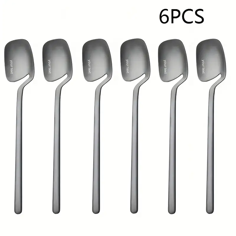 6 12pcs set of stainless steel spoons creative sandblasting cup spoons western knife and fork spoons dessert coffee spoons fork dessert spoons unique square spoon golden Product details 4