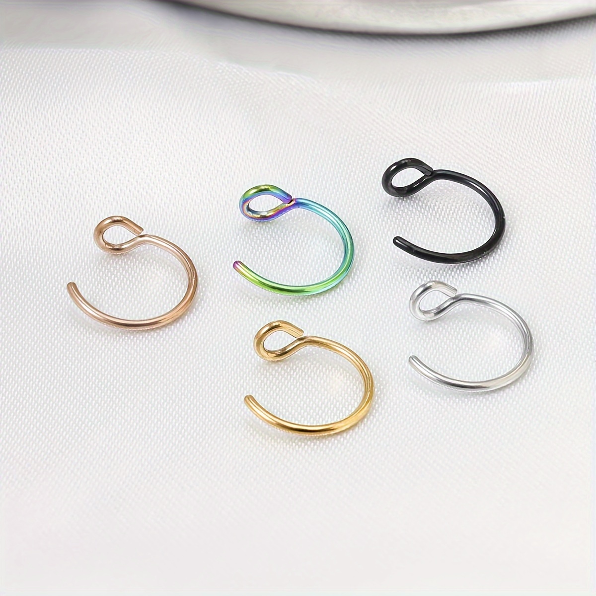 1pc/5pcs Horseshoe Fake Nose Ring Stainless Steel Non Piercing Nose Ring False Body Jewelry Ring Ring Nose Hoop Ring Nose Septum Ring Fake Lip Rings