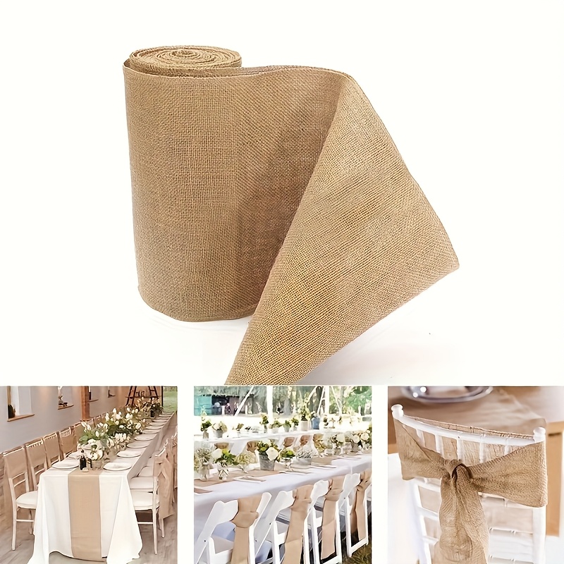   beige burlap roll measuring 25 30 cm wide by 10 meters long suitable for diy crafts christmas tablecloths and chair drapes wedding decorations and rustic burlap fabric high quality material for home decor and party supplies burlap ribbon roll   gift wrapping and decorations for weddings and parties
