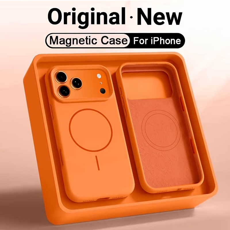 TEMU Étui de téléphone : étui de téléphone magnétique souple à liquide, style tendance, pour iPhone 18 Pro Max 18 Pro 17 Pro Max 17, doublure douce,