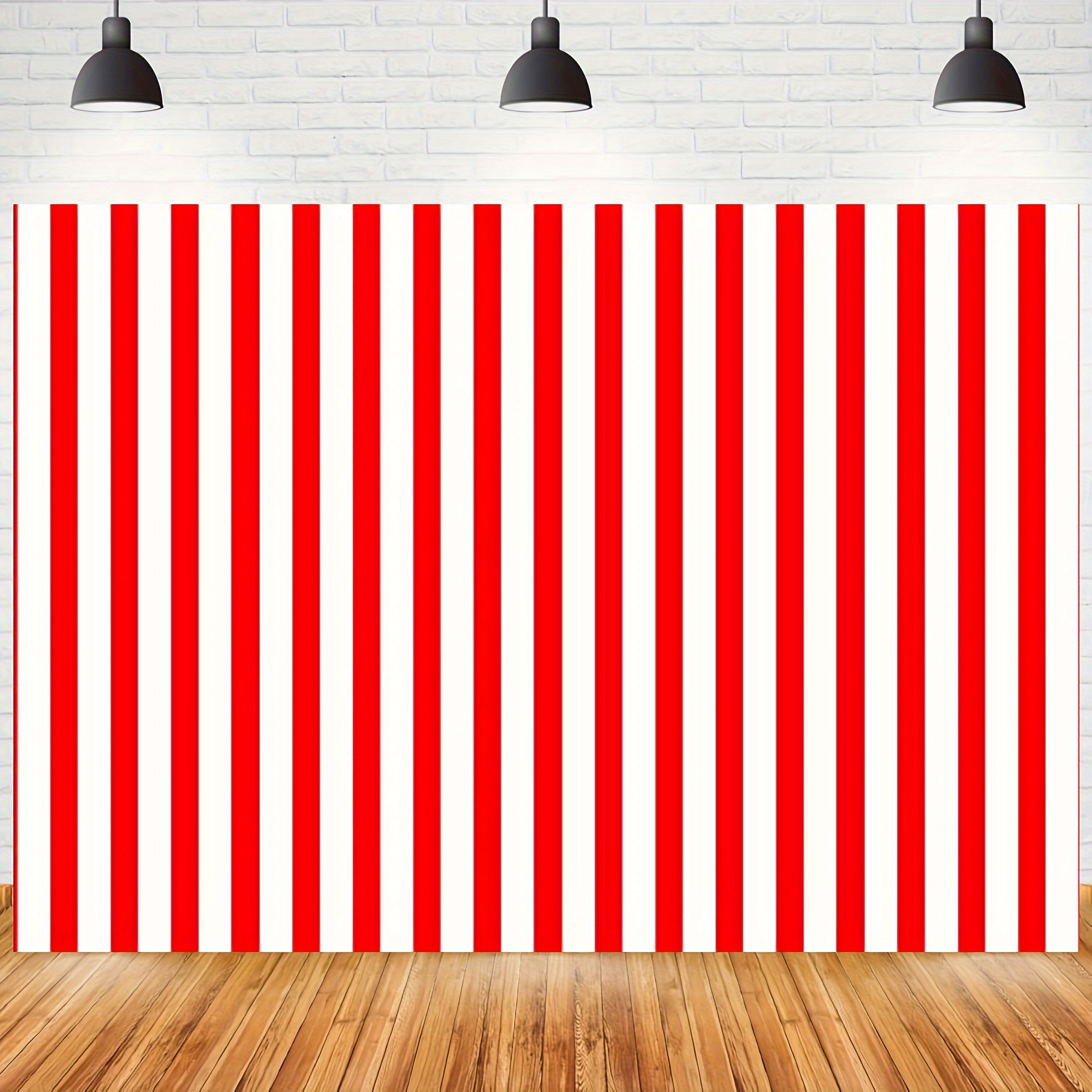 

Red And White Striped Vinyl Background Cloth 5x3ft/5x7ft - The For Birthday Parties, Circus Themed Events And Photography