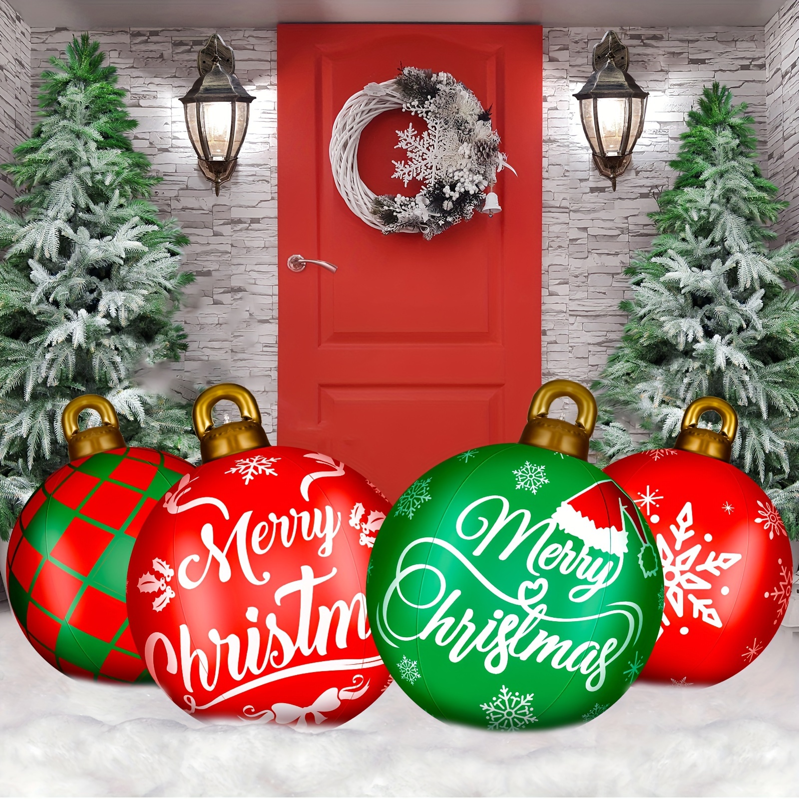 

4 Pcs 24 Inflatable Christmas Christmas Decorations Inflatable Ornaments Christmas Pvc Inflatable Decorated Inflatable Decorations ()