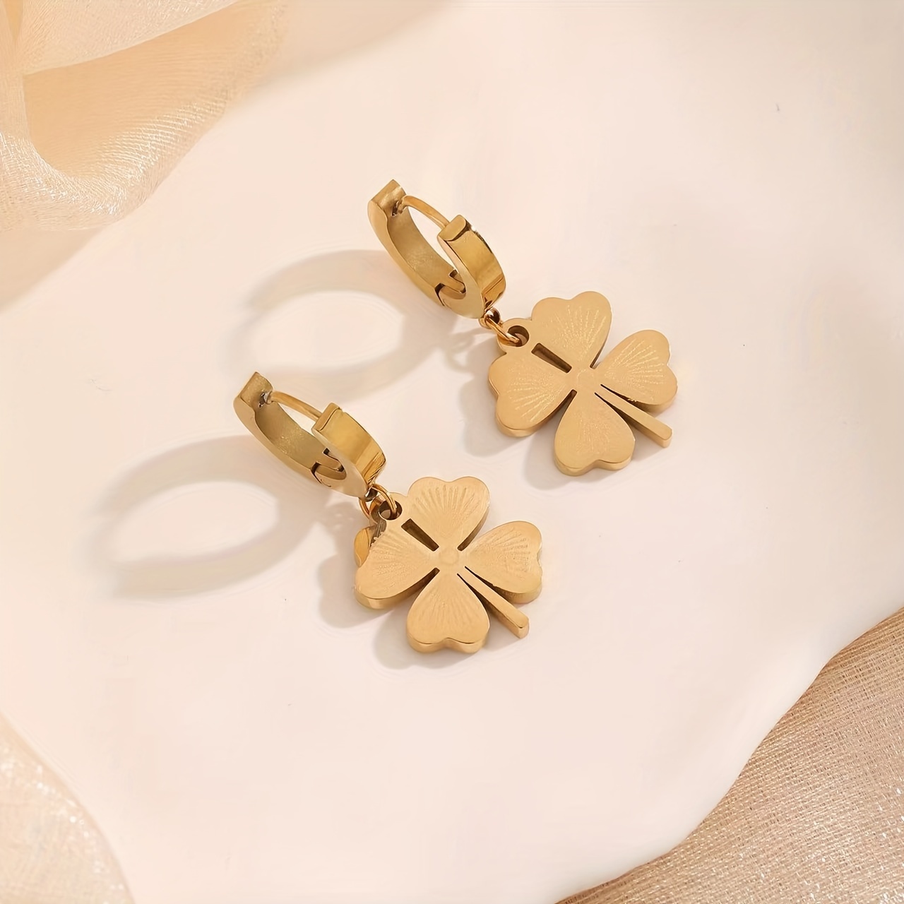 4pcs Set Jewelry Four Leaf Clover Necklace Bracelet Earrings
