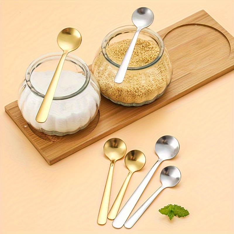 8 piece mini seasoning spoon set 304 stainless steel   coffee tea and espresso silver and golden colors details 5