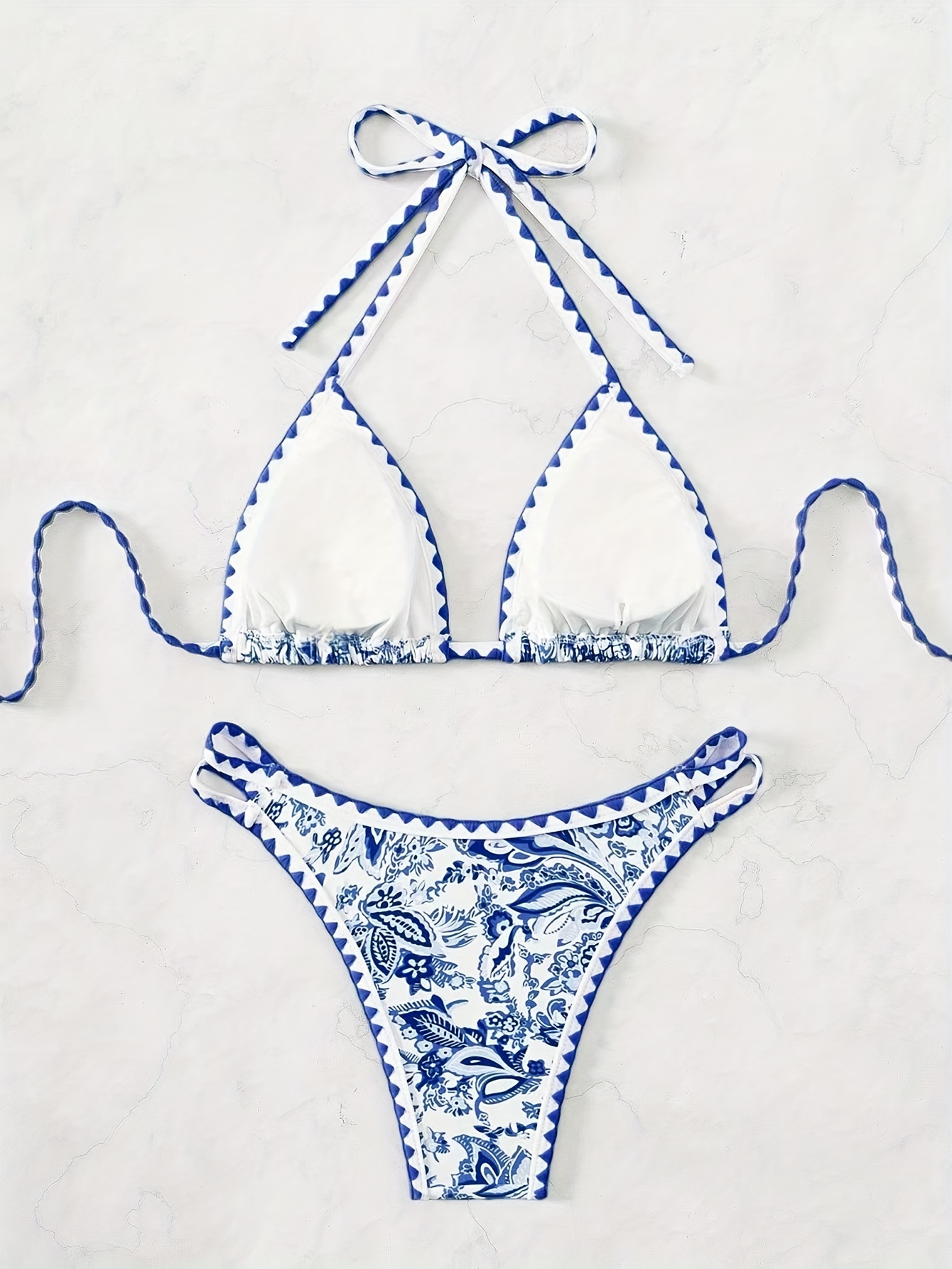Ethnic Style Crisscross Floral Bikini