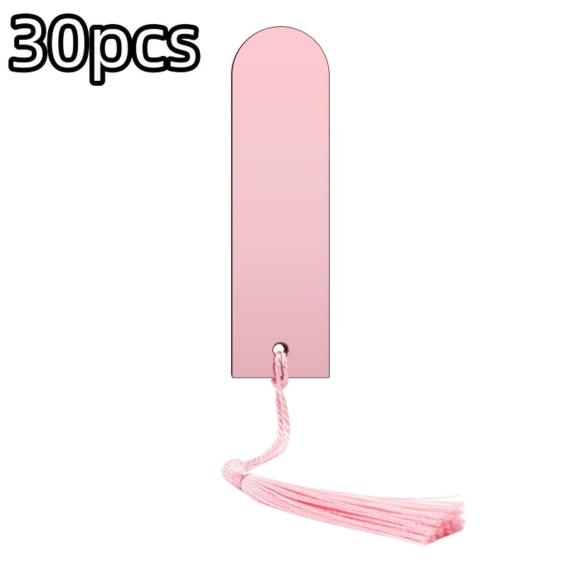 TEMU 30pcs Blank Rose Acrylic Cards With Pink Tassels, Blank Name Tags For Table Setting, Table Setting Cards For Wedding Banquet Birthday Party Gift