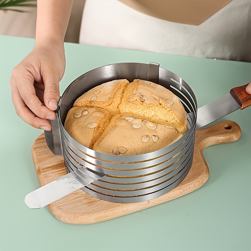 

1pc, Outil de Découpe de Gâteau, Anneau de Coupe de Gâteau En Acier Inoxydable Réglable - 7 Niveaux Pour Des Tranches Parfaites - Options de Taille