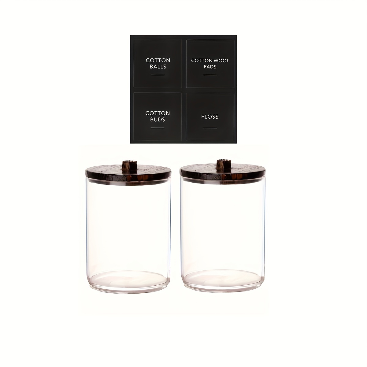 Image of 2 Pack/4pack Qtip Holder Dispenser With Lids - 10oz Clear Plastic Apothecary Jar Containers For Vanity Makeup Organizer Storage - Bathroom Accessories Set For Swab,pads, Ball, Floss
