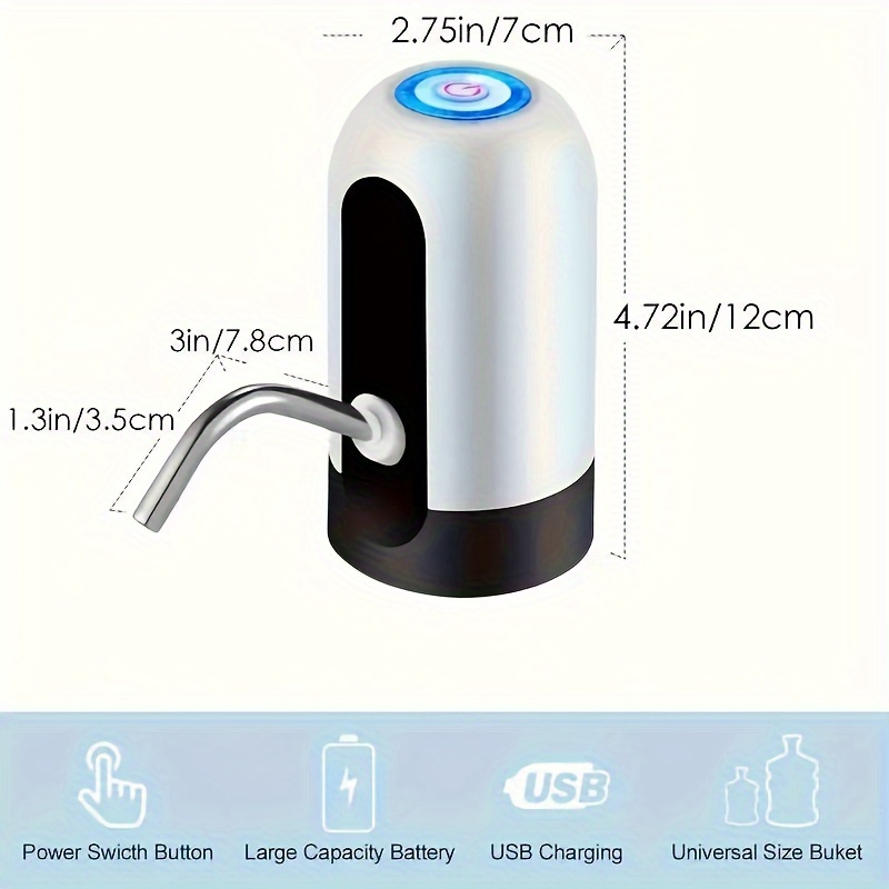usb rechargeable portable water pump fits 3 5 gallon bottles easy automatic dispensing for camping home details 4