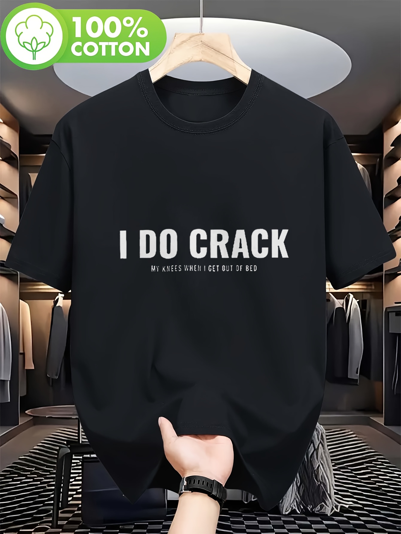 casual streetwear style mens t shirt i do crack my knees when i   of bed humorous graphic summer wear gift for him  