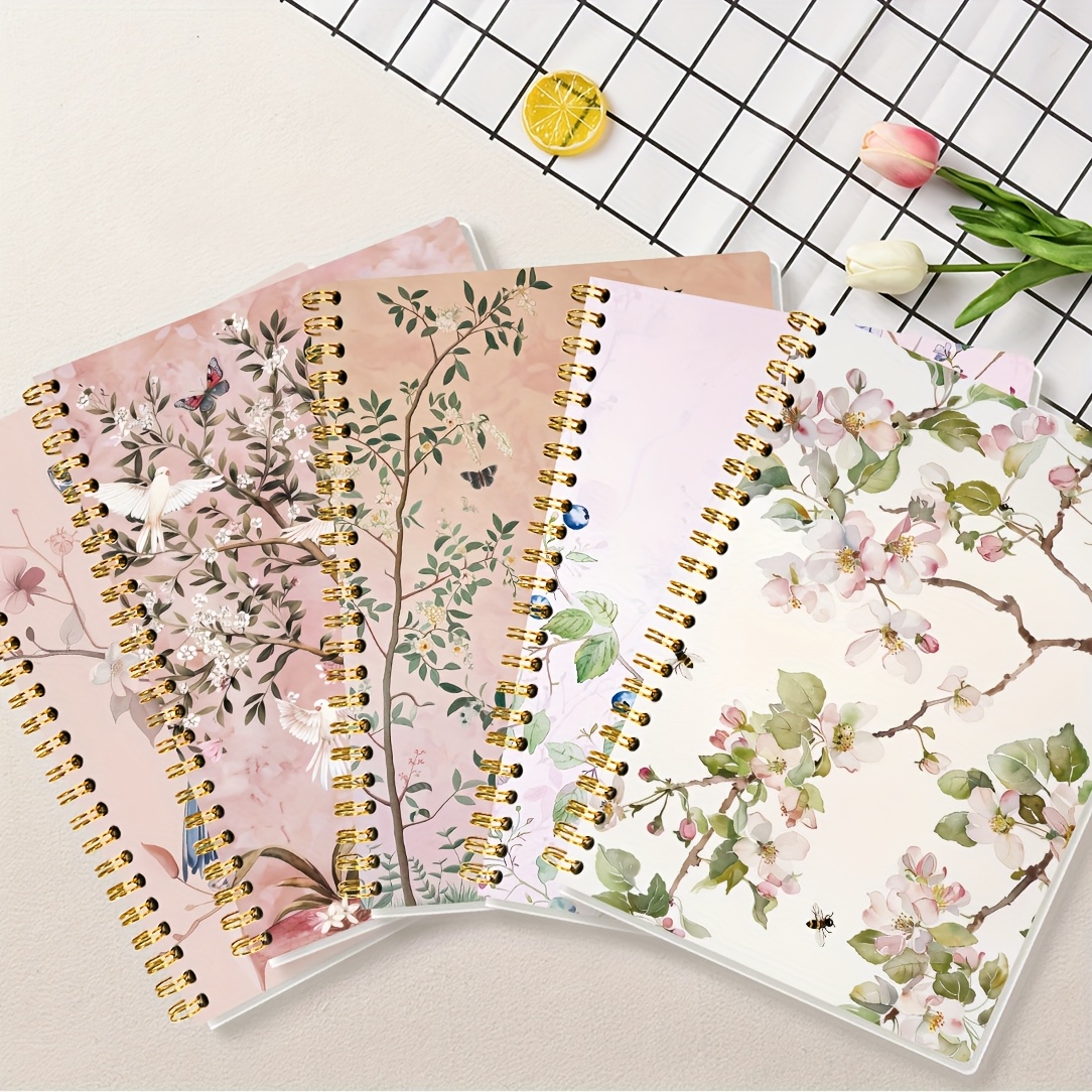 TEMU 5pcs Set A5 Notebook, Floral : Dream A Spiral Notebook, Exquisite Notebook, Double-wire Spiral Notepad, Easy To , Free Writing, College-ruled