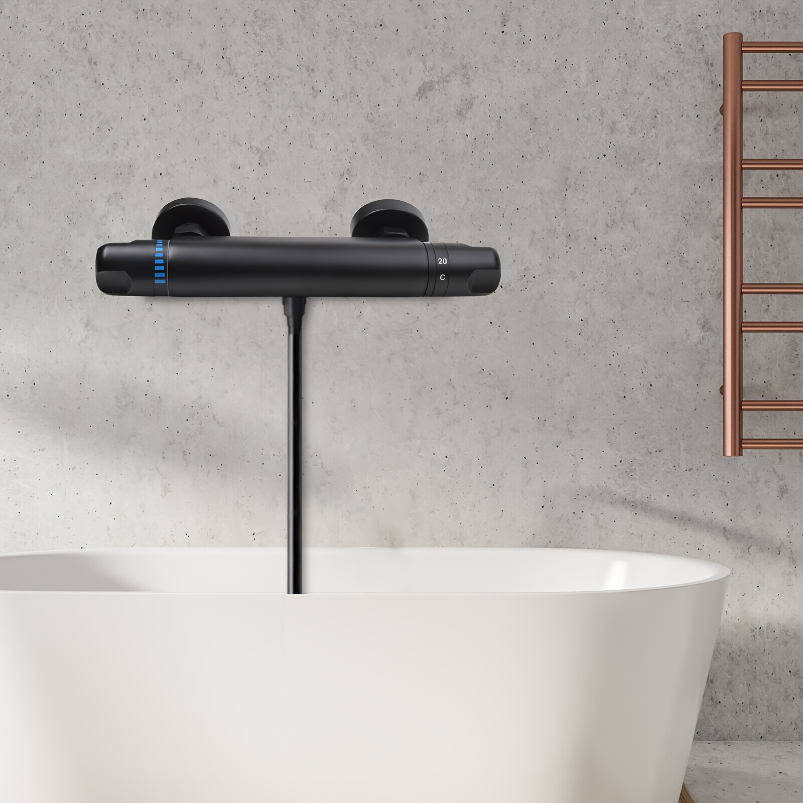 Bathroom Wall Mounted Shower Mixer Bar Bathroom Shower Thermostat Shower Mixer Black