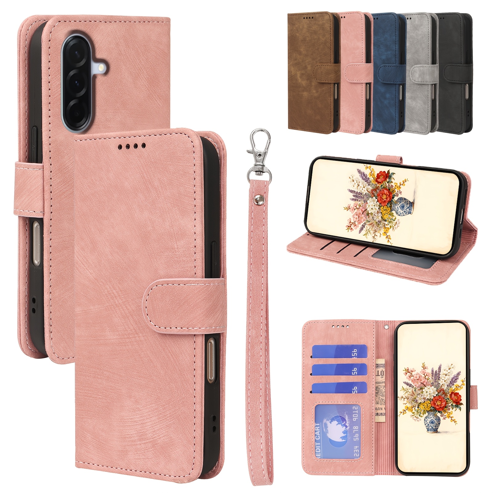 TEMU Phone Case - [compatible With For Phone Case]for Galaxy A57 5g, Lens Protection, Can Store Cash Photos, Foldable Stand, Card Slots, Multi Color