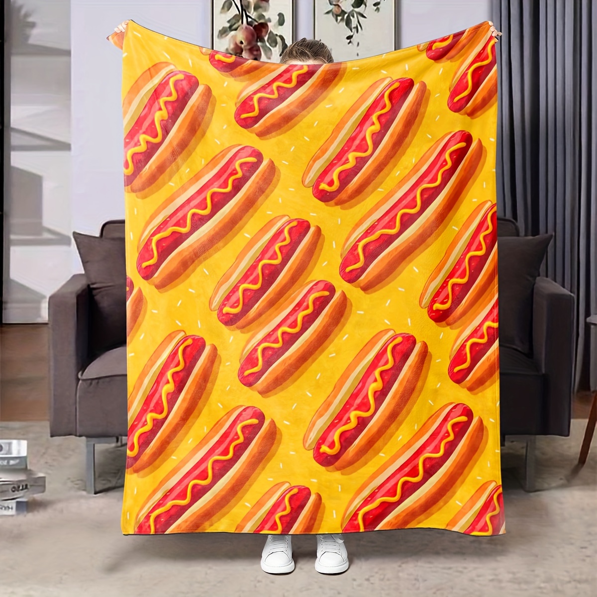 

1pc, Printed Fleece Blanket, , , , -, For Sofa, , Bed, Camping, , 200-250g , Hot , Polyester , No Embellishments