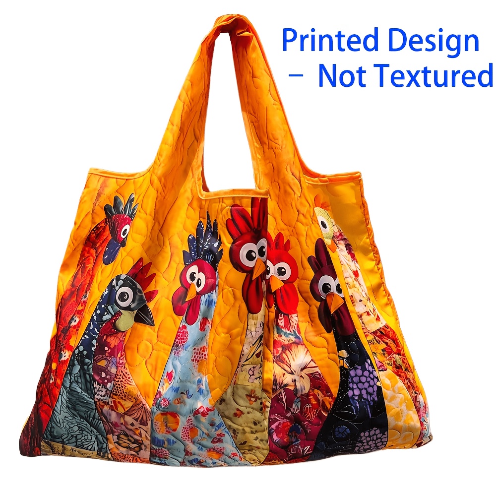TEMU Printed Design - Not Textured Large Capacity Portable Shopping Bag Lightweight Foldable Shopping Bag Shoulder Hand Tote Bag
