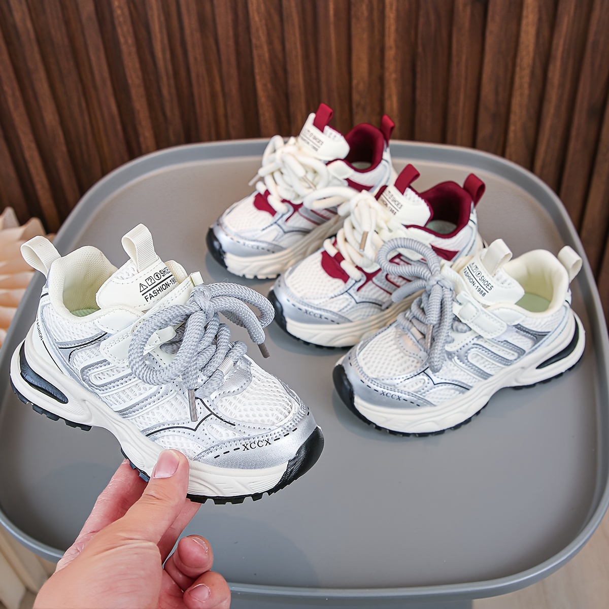 

Trendy Street Style Low Top Mesh Sneakers For Boys, Breathable Lightweight Non-slip Sport Shoes For Spring And Autumn