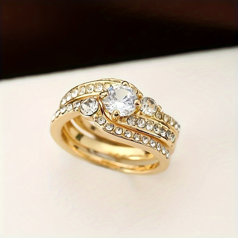 TEMU 1pc Stainless Steel Matching Couple Rings Suitable For Wedding, Engagement, Or Anniversary Gift - Elegant Matching Bands With Heart-shaped Synthetic Cubic Zirconiaia Stones, Durable Unisex