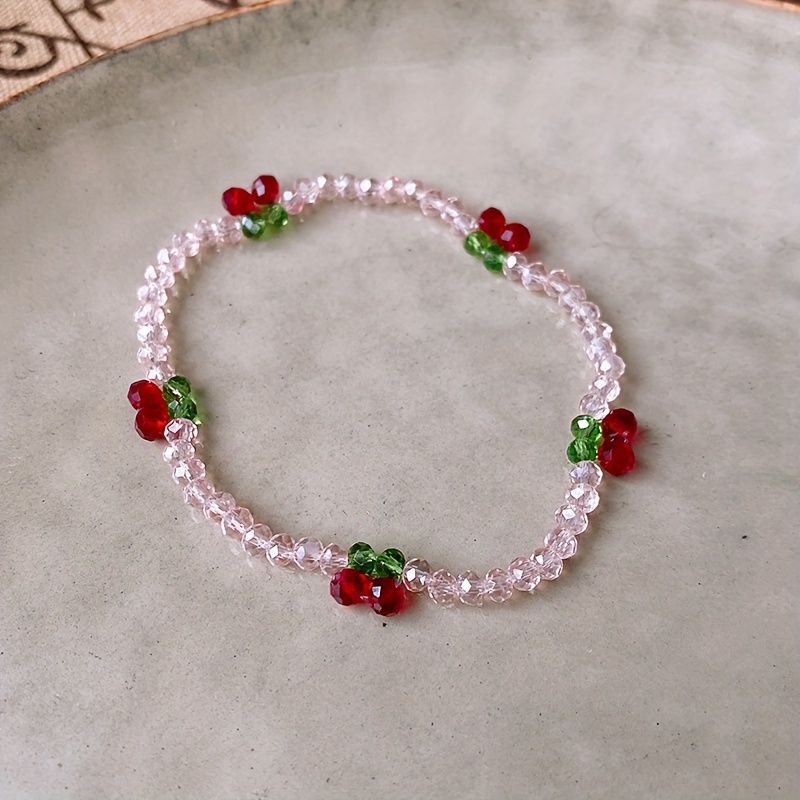3pcs Cherry Bead Bracelet Set