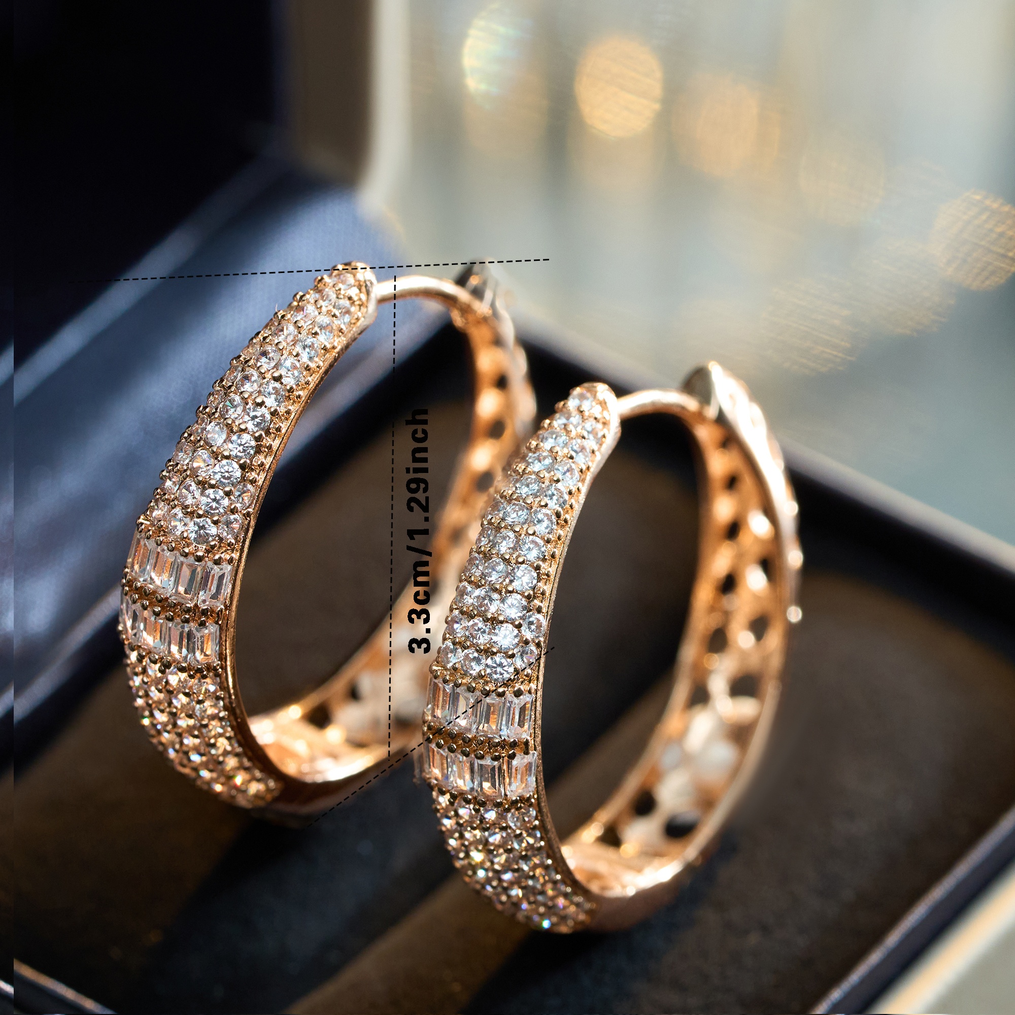 Fashion Micro-Pave Cubic Zirconia Hoop Earrings