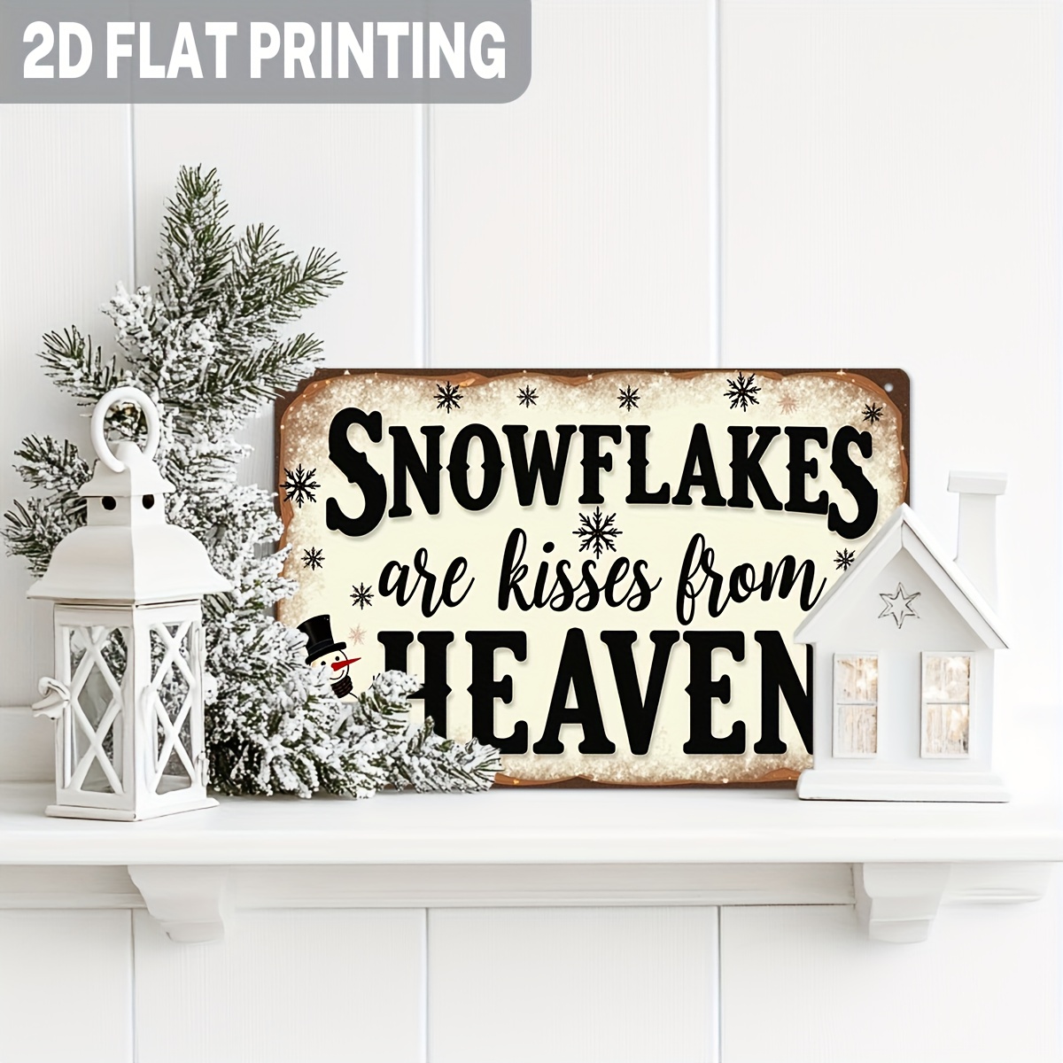 TEMU 2d Flat Sign - A 2d Flat Sign Featuring A Rustic Style Snowflake Pattern, Symbolizing A Kiss From Heaven. Designed For Farmhouse Style Winter