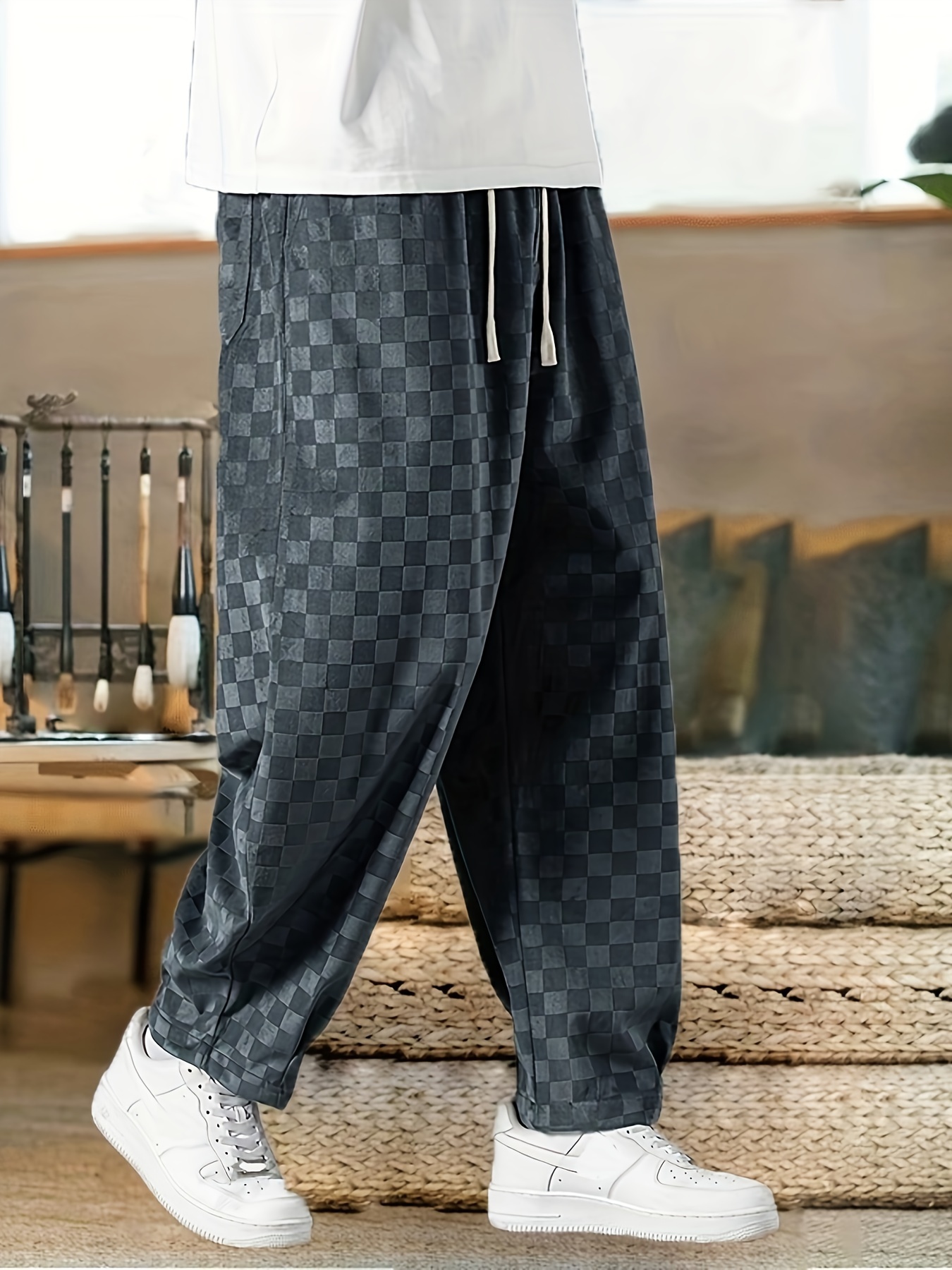 men's casual corduroy wide leg pants loose straight leg - Temu