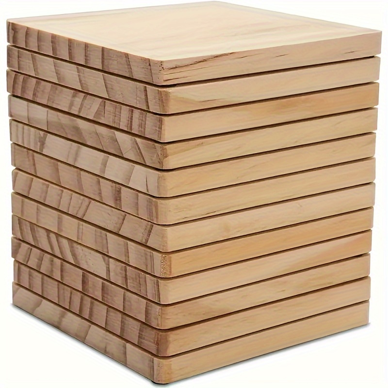 15pcs unfinished wooden coaster blanks     4   wooden coaster crafts with anti slip foam stickers for projects like carving painting burning and scrolling round wooden circles suitable for painted engraving home d