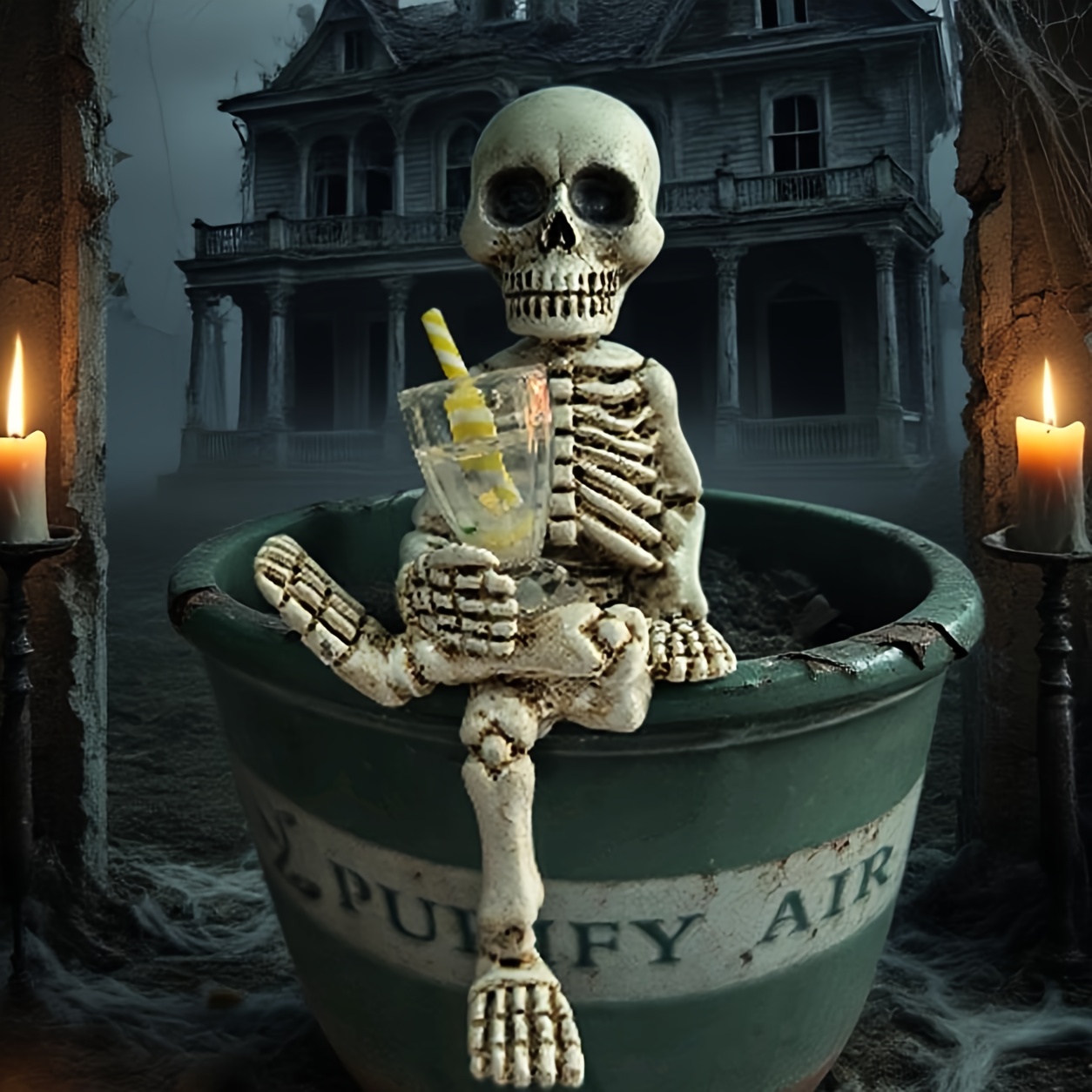 Image of Halloween Flowerpot Plant Decoration, Fun Statue Flowerpot Embrace, Creepy Halloween Statue Skeleton Suitable For Cemetery Decoration, Haunted House Props Indoor/outdoor Decoration