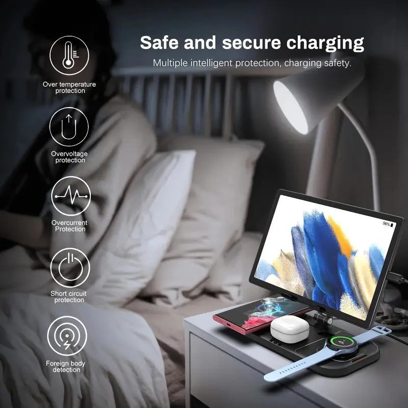 wireless charger for samsung 4 in 1 charging station for samsung foldable charging stand for galaxy s24 ultra s23 s22 s21 note 20 fold5 flip5 galaxy watch 6 5 5pro 4 2 buds android tablet details 2