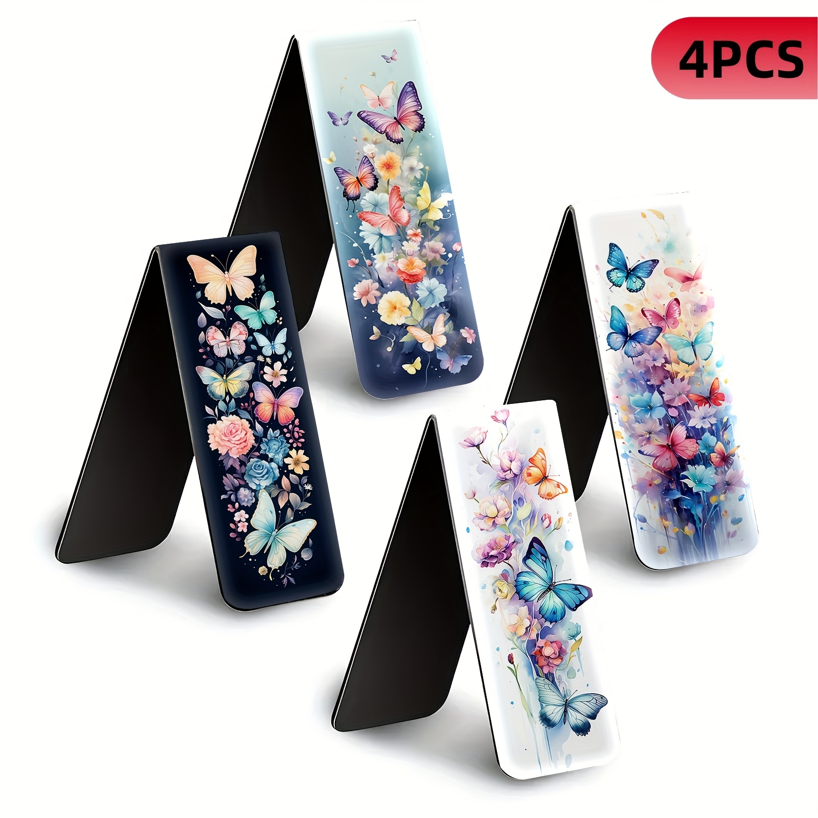 E-shop 4-teiliges Magnetisches Buchzeichen-Set | Faltbarer Buchseitenhalter | Blumen-Tanz-Serie | Hochauflösende Farbdrucke, , Langlebig | Geeignet für