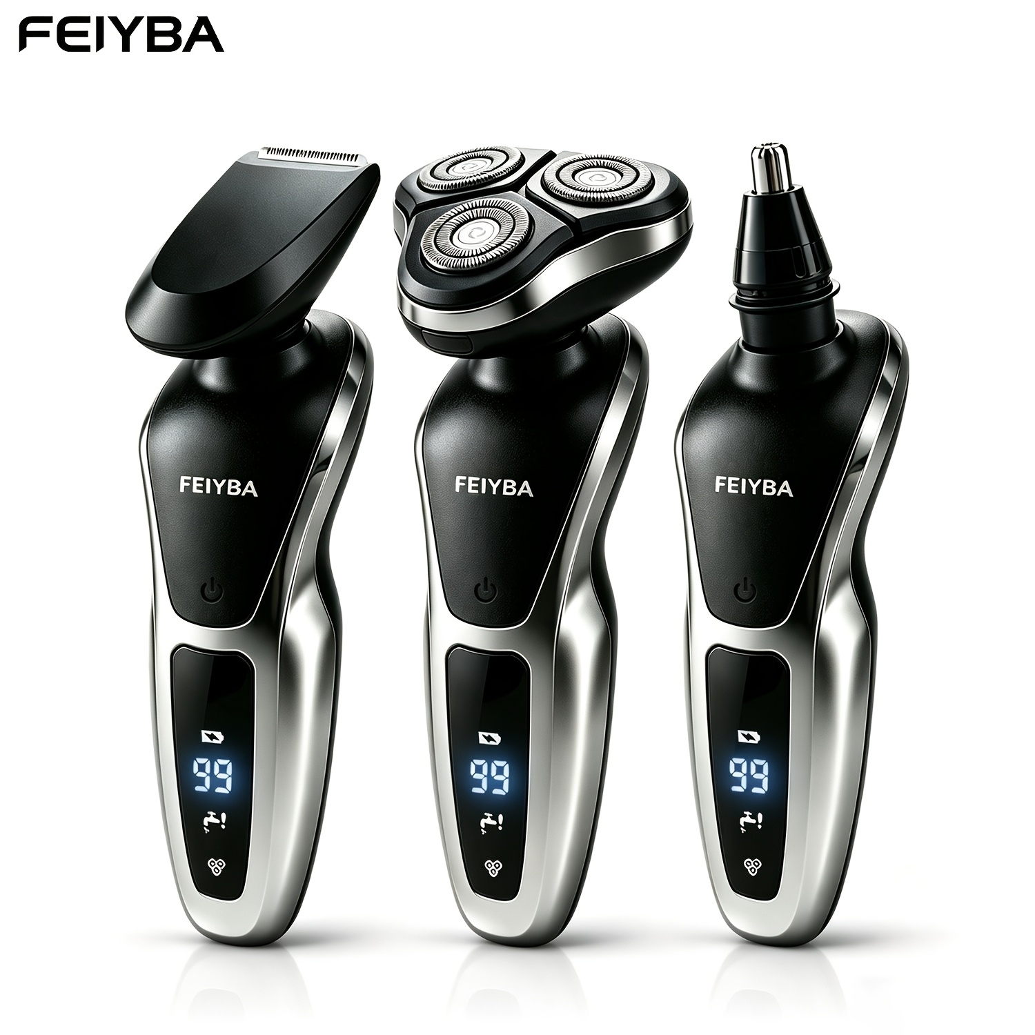 TEMU Feiyba Men's -one Electric Shaver - Comes With A Rotary Shaver, Ear And Nose Hair Trimmer, Hair Clipper, And Trimmer, Perfect For Trimming Hair