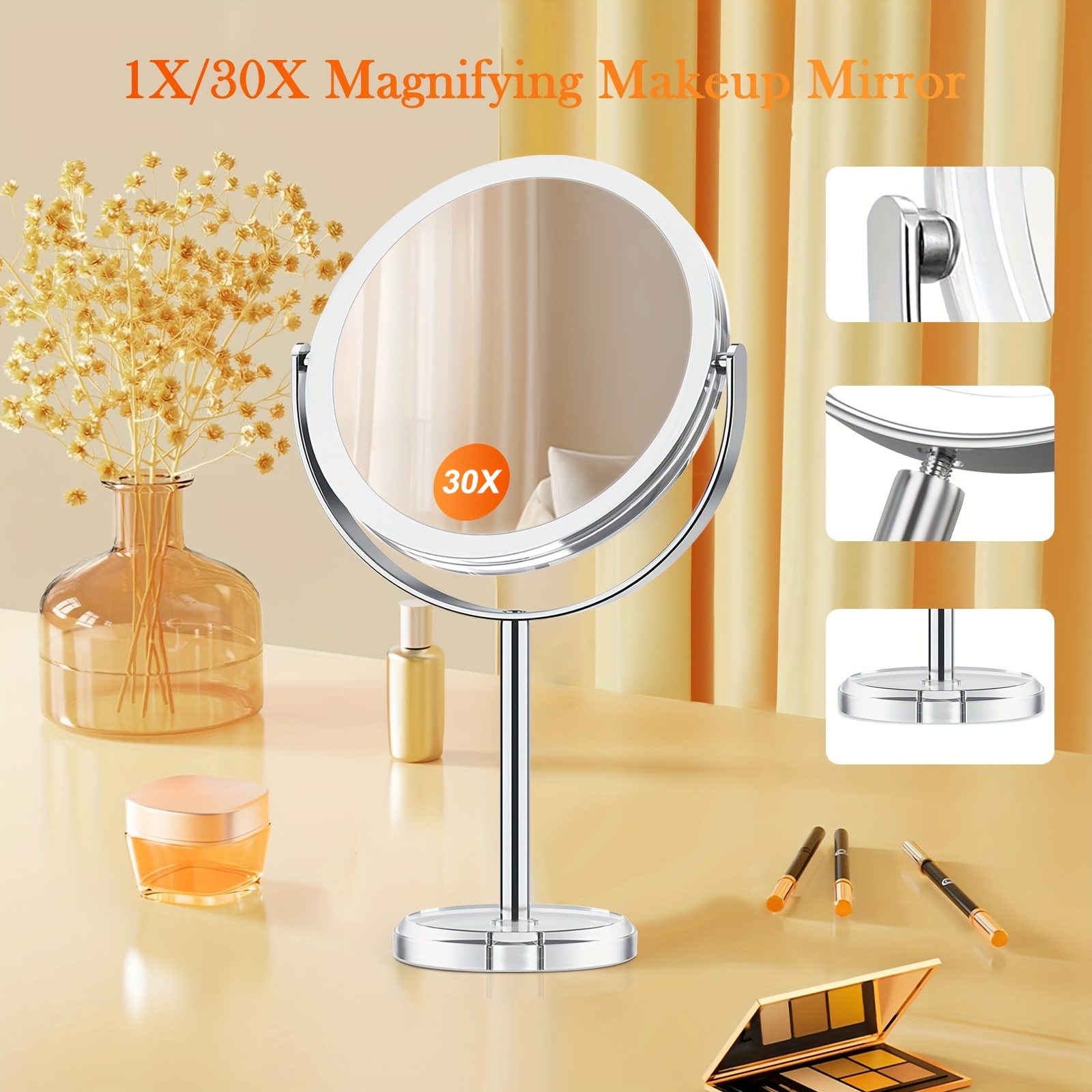 TEMU Professional 30x Magnifying Makeup Mirror, Double-sided 1x & 30x Vanity Mirror With Stand, Best Gift For Her (birthday, Christmas, Anniversary),