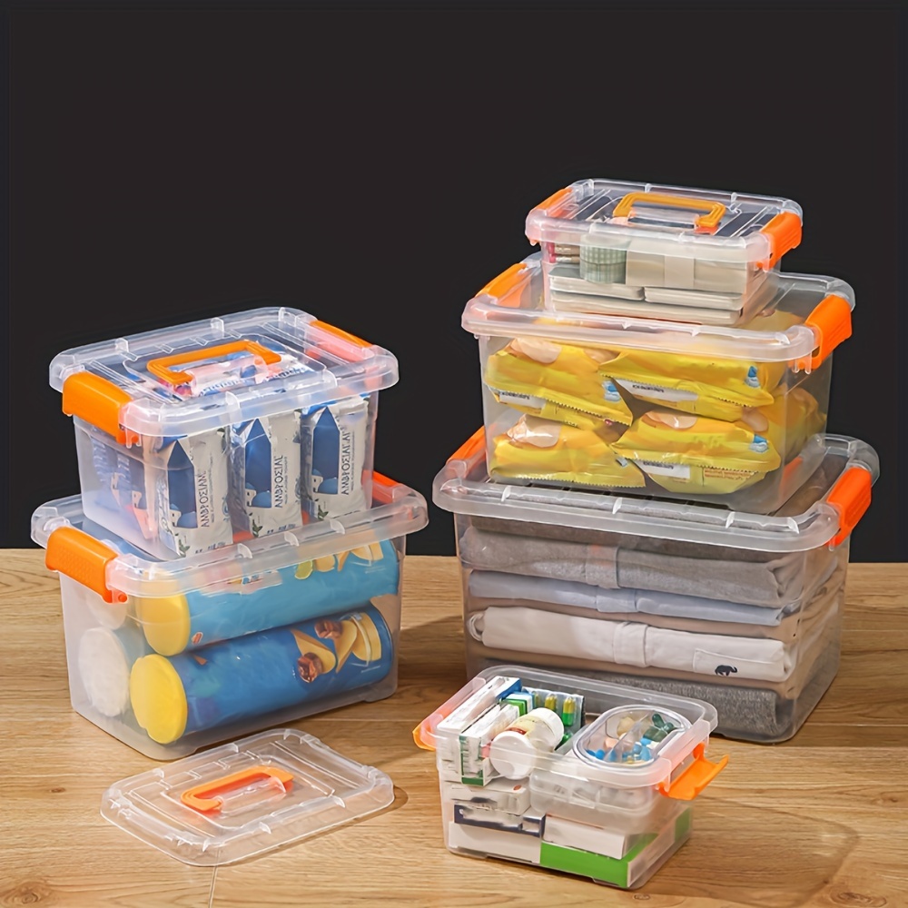 1pc Plastic Storage Box, Desktop Transparent Storage Case, Portable Snack  Storage Box, Car Storage Box Toy Organizer, Home Car Office Supplies