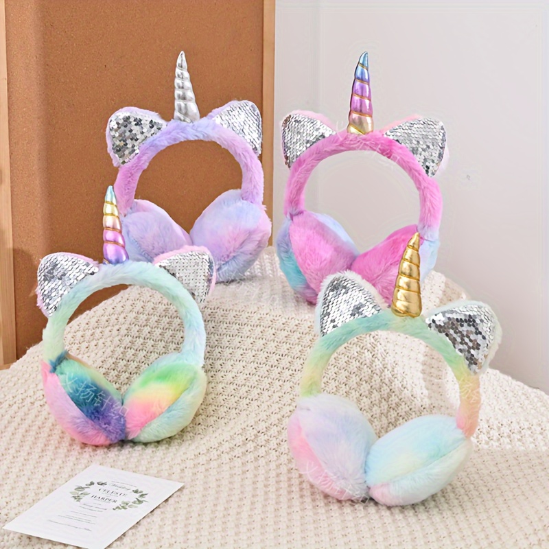 Unicorn Ear Warmers: Soft Fleece and Sparkly Ears - Perfect for Winter Fashion details 0