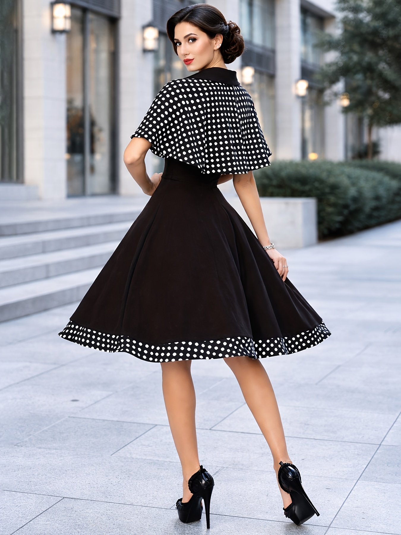 womens french style vintage polka dot dress