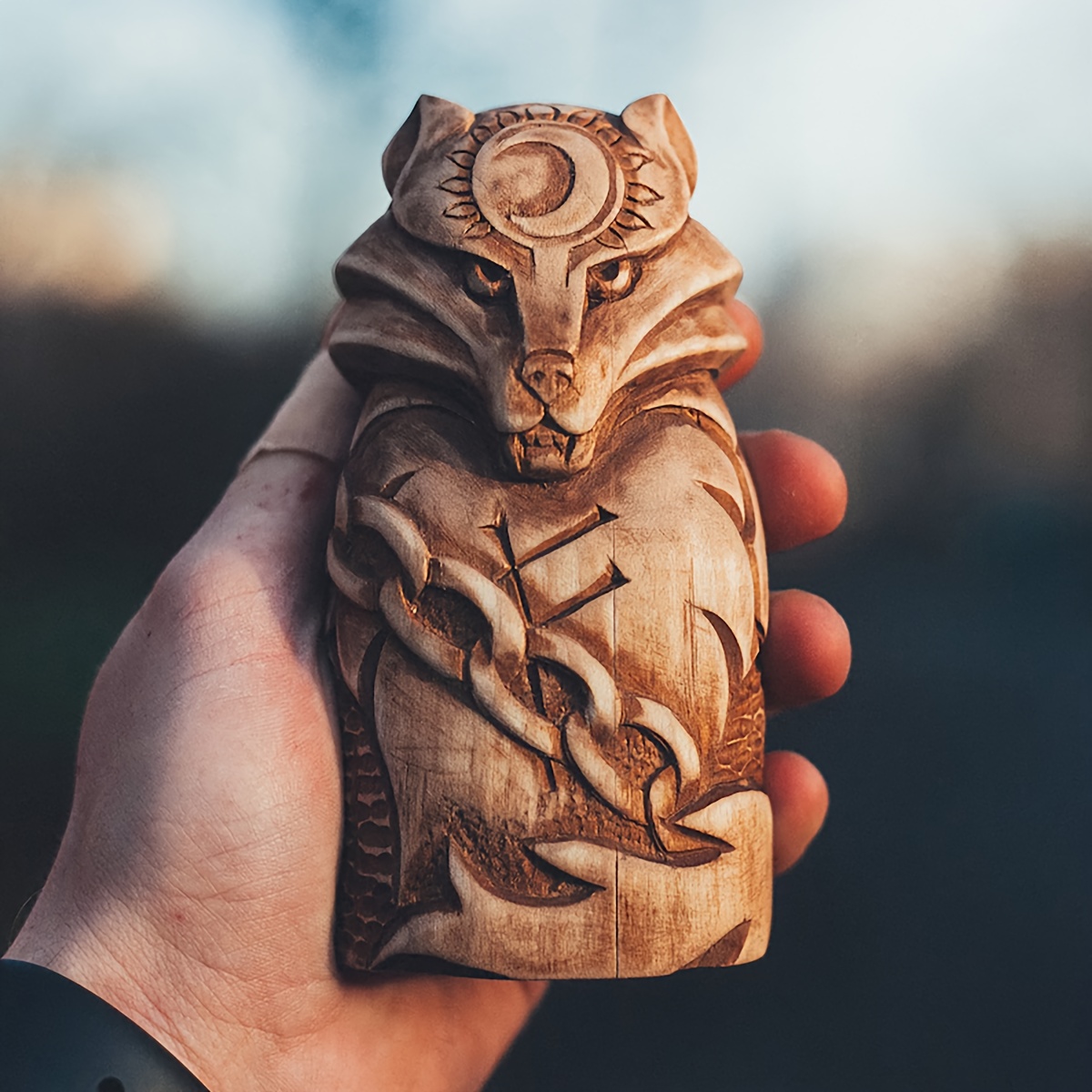 A Creative Fenrir Statue, A Nordic Viking God Altar Sculpture, Suitable For Home Decor And Religious On Counters And
