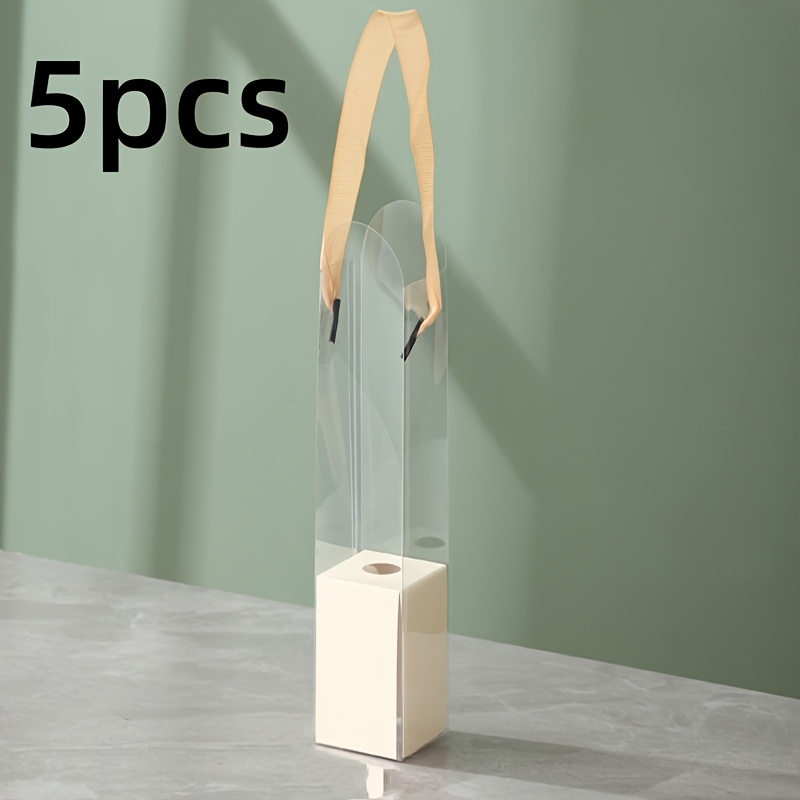 TEMU 5pcs Set, Foldable, Valentine's Day Handheld Flower Box, Transparent Single Tube Box, Rose Tulip Flower Packaging Box, Bouquet Packaging,