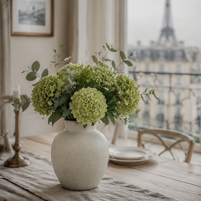 TEMU Vase à d'encre blanc de 6,1 pouces ( 15,5 cm), un vase en céramique rustique pour la décoration intérieure, parfait pour , ou pièce à manger,