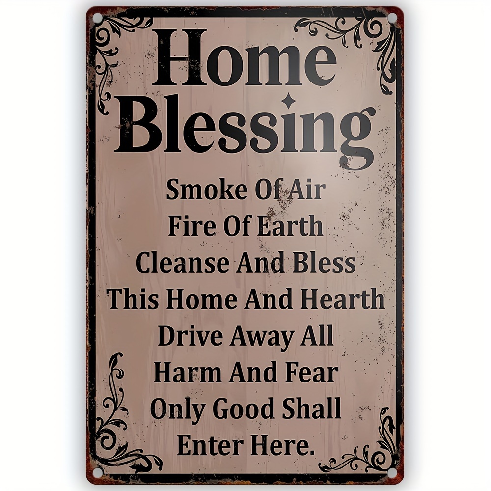 

home Blessing" Vintage Metal Sign: Wicca, Witchcraft, Halloween, Gothic Wall Art (8"x12"/20cmx30cm)